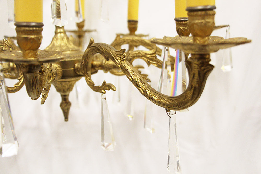 Antique Spanish Brass 10 Light Chandelier Mid Century STUNNING