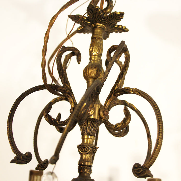 Antique Spanish Brass Chandelier 6 Light Floral Design Beautiful