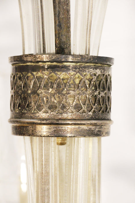 Vintage Mid Century 5 Light Glass Chandelier w Glass Shades
