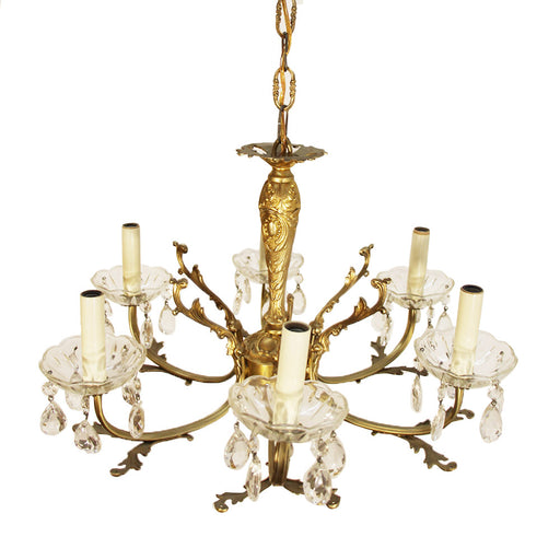 Small four candle branch polished brass Dutch Chandelier - Denton Antiques