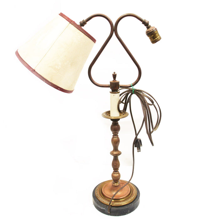 Antique Two Light Brass Desk Task Table Lamp