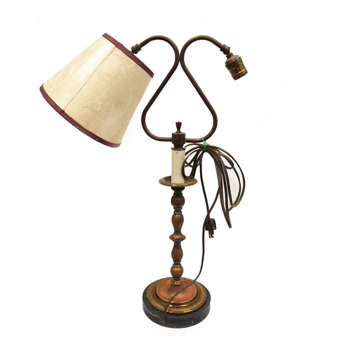 Antique Two Light Brass Desk Task Table Lamp