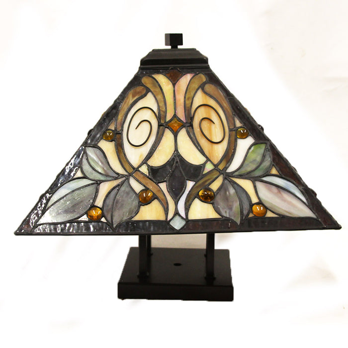 Tiffany Style Semi-Flush Stained Glass Pyramid Light
