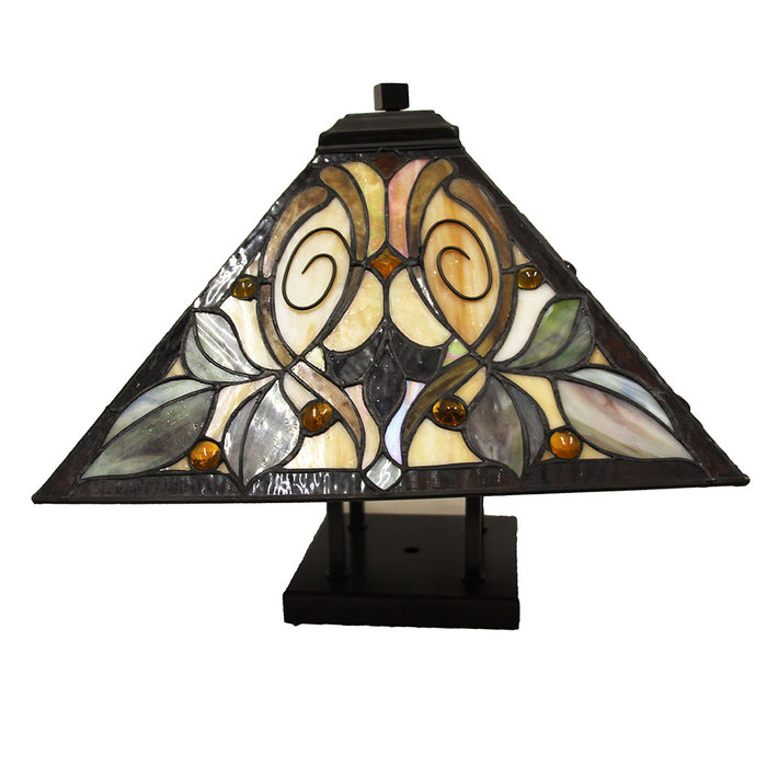 Tiffany Style Semi-Flush Stained Glass Pyramid Light