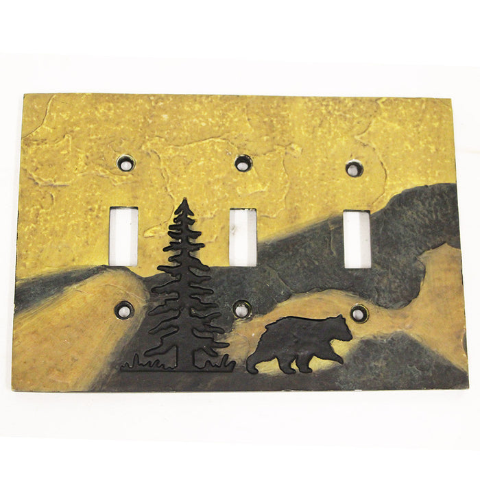 3 Hole Switch Plate Cover Montana Mountain Bear Design