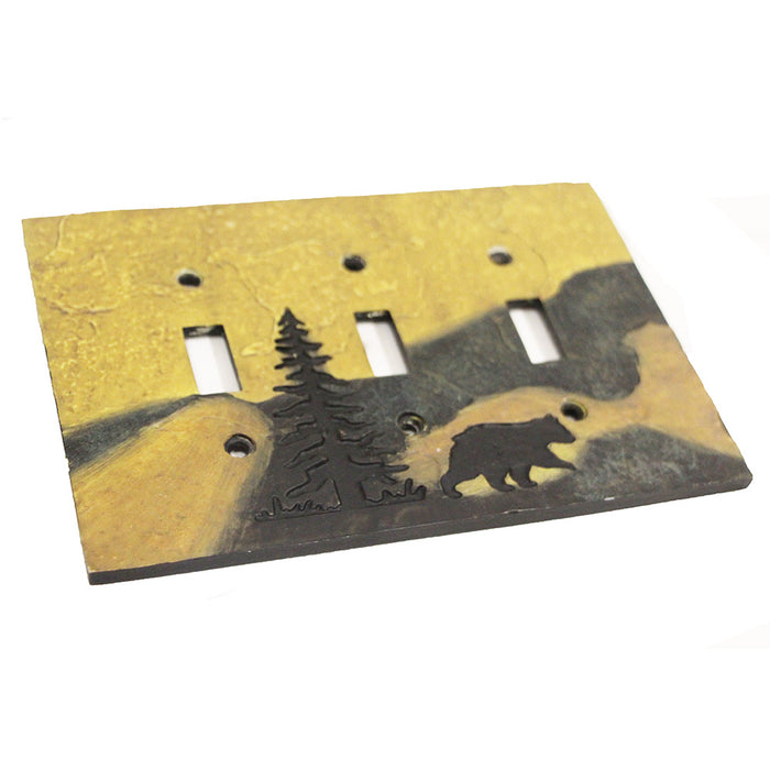 3 Hole Switch Plate Cover Montana Mountain Bear Design