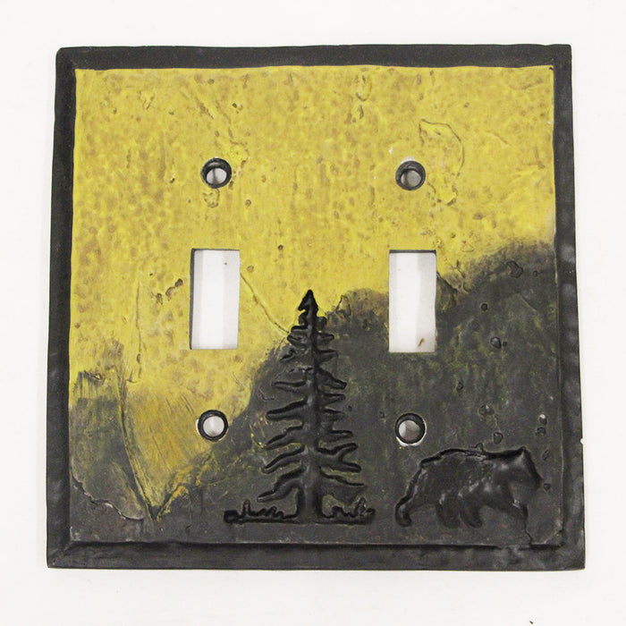 Double Hole Switch Plate Cover Montana Mountain Bear Design