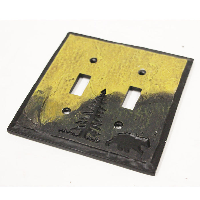 Double Hole Switch Plate Cover Montana Mountain Bear Design