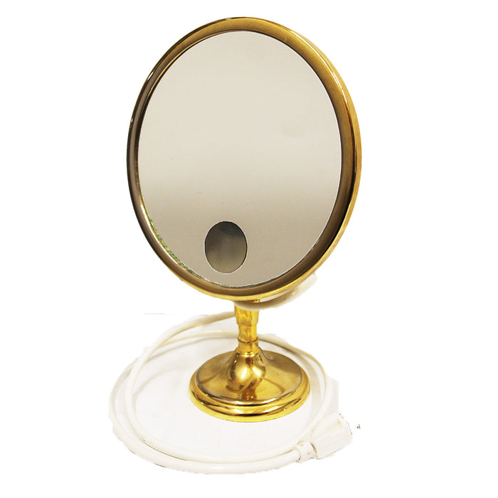 Mirror Brot Brass Coated Illuminated Magnifiying Makeup Mirror 9"