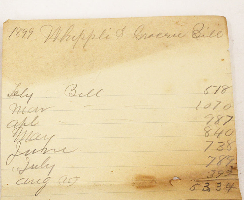 Antique Ephemera Grocery Reciepts Hand Written 1899-1903 LOT