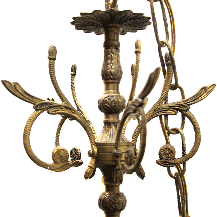 Antique Spanish Brass 5 Light Chandelier Ornate Eastlake Floral
