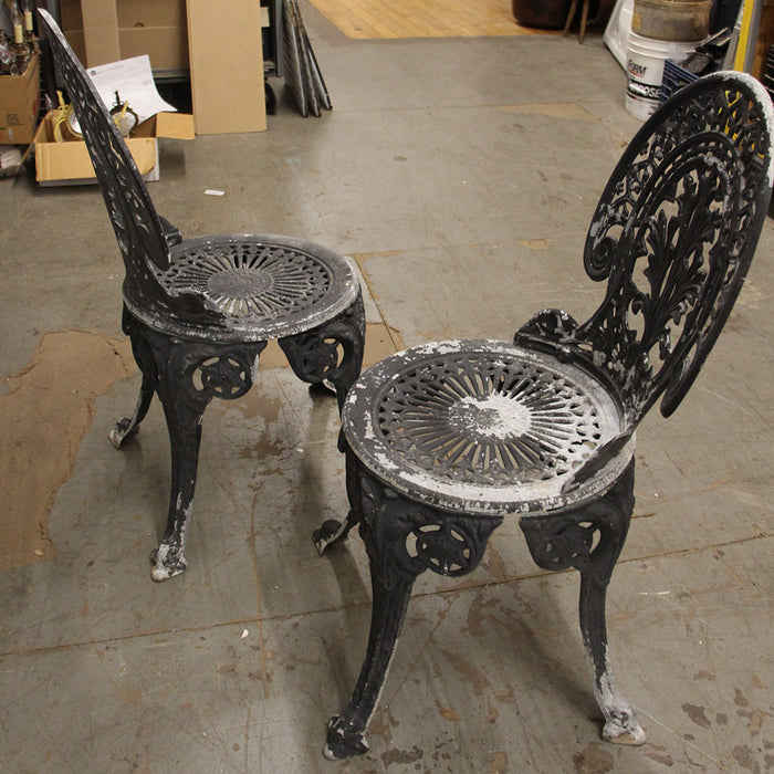 Set of Two Antique Cast Metal Garden Chairs