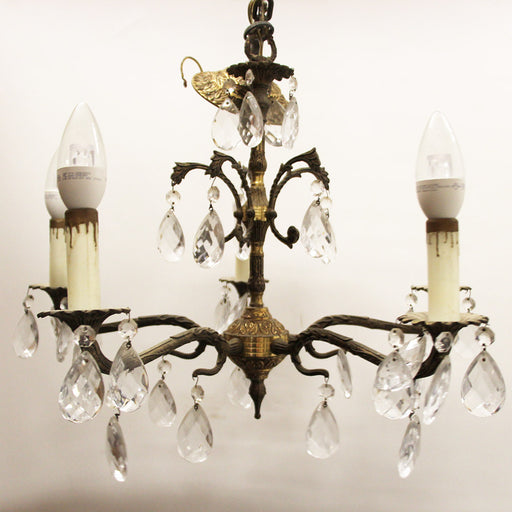Vintage 30.25 Brass & Crystal Chandelier Restored Working Lighting From  Spain 