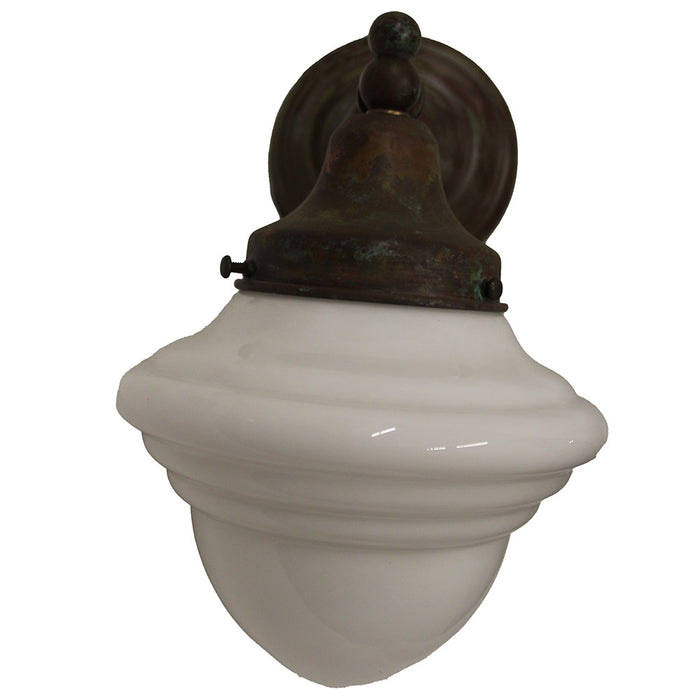 Copper Schoolhouse Wall Sconce Hanging Milk Glass Shade