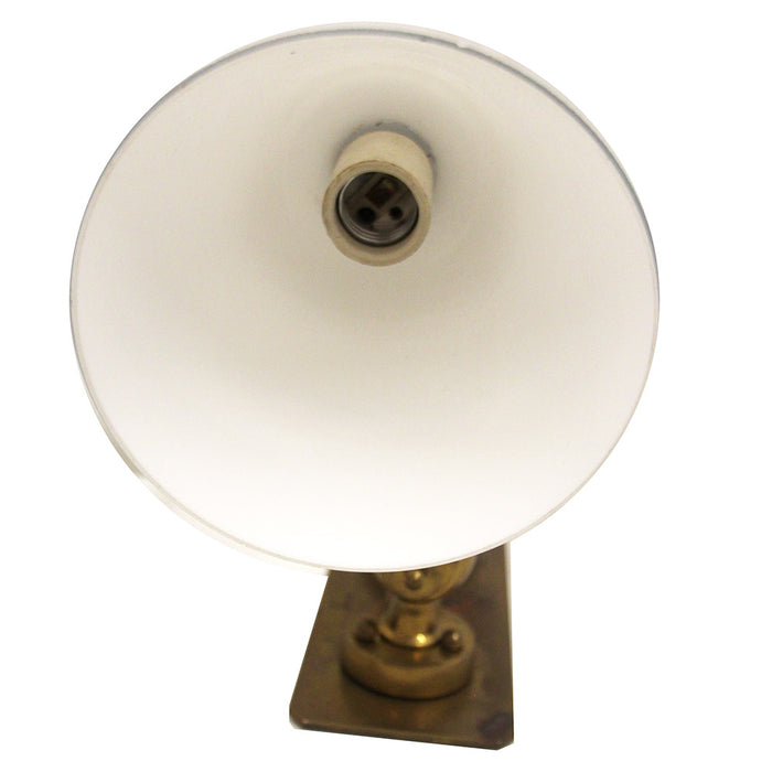 Brass Industrial Style Wall Sconce w Milk Glass Shade