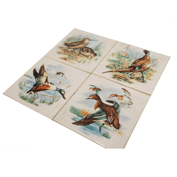 Wenczel Ceramic Bird Tiles Variety of Waterfowl Ducks Sandpiper Lot of 4