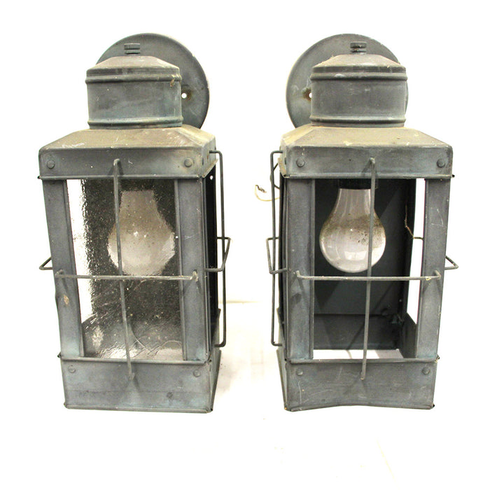 Pair of Two Wall Mounted Craftsman Style Lanterns (Non Magnetic)