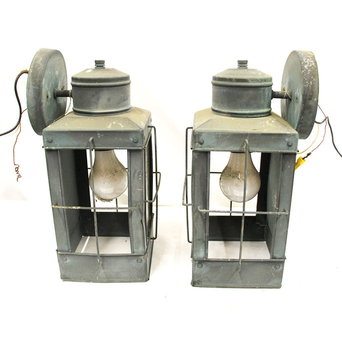 Pair of Two Wall Mounted Craftsman Style Lanterns (Non Magnetic)