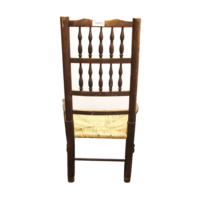 Antique Short Wooden Reading Chair w Ladder Back and Arm Rests