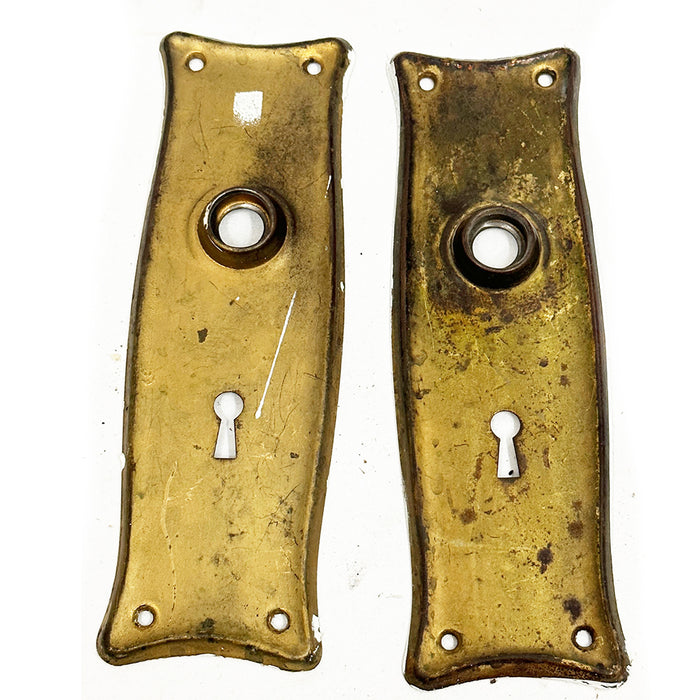 Antique Nouveau Style Door Plates Brass Coated PAIR
