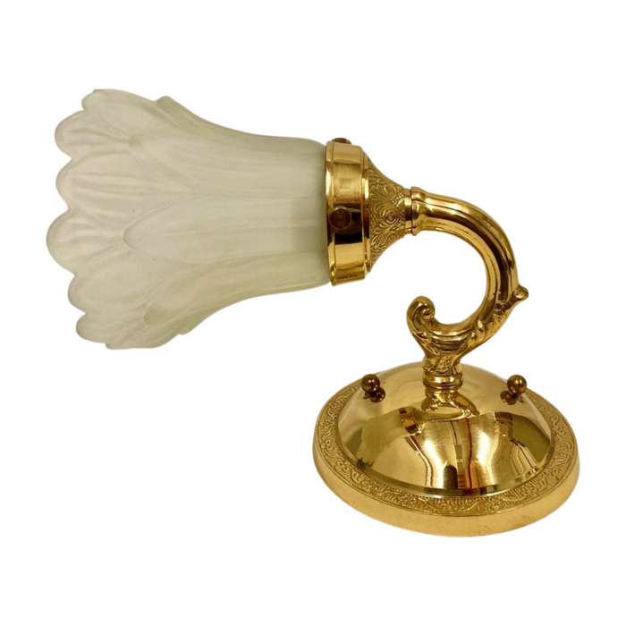 Antique Ornate Brass Sconce with shade