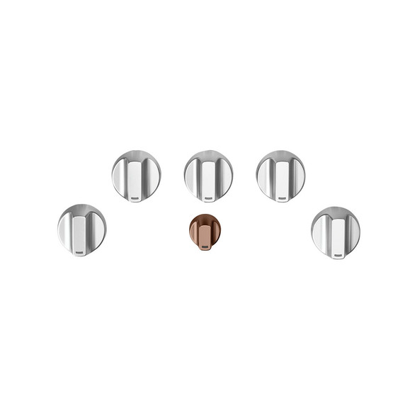 Cafe Appliances Gas Cooktop Knobs (Set of 6): Stainless Steel & Copper Finish