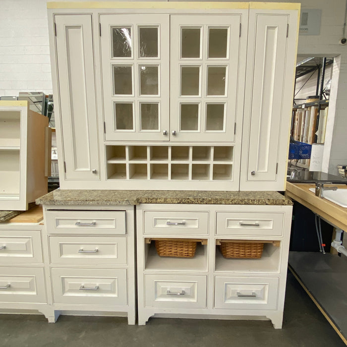 Custom Inset White Cabinet Set w/Large 2-Tiered Island