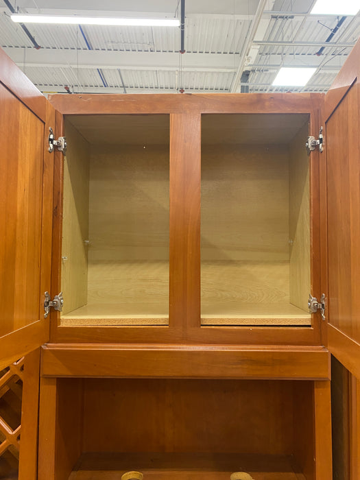 Classic Maple Glass Paneled Cabinet Set w/Wine Rack