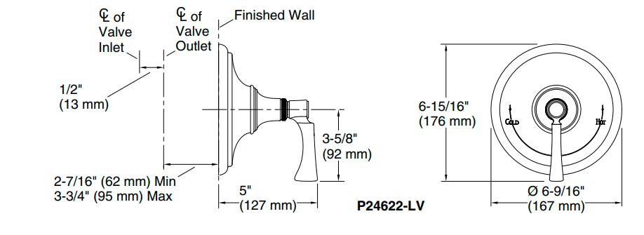 Kallista P24622-LV Bellis Thermostatic Trim, Lever Handle