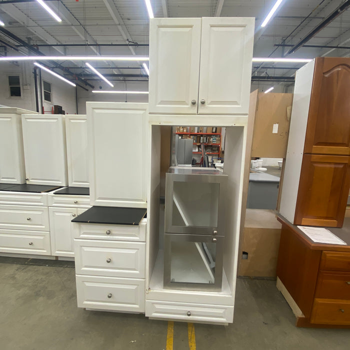White Traditional Cabinet Set w/Glass Paneling