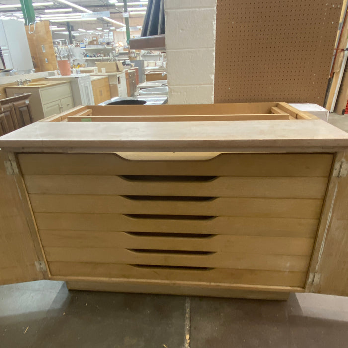 Oak Cabinet with Flat File Drawers