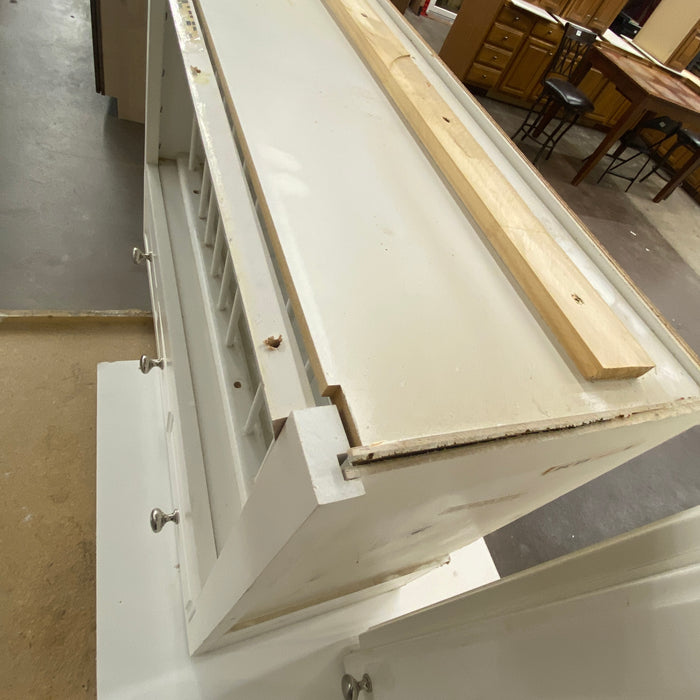 White Raised Paneled Cabinet Set w/Glass Paneled Island