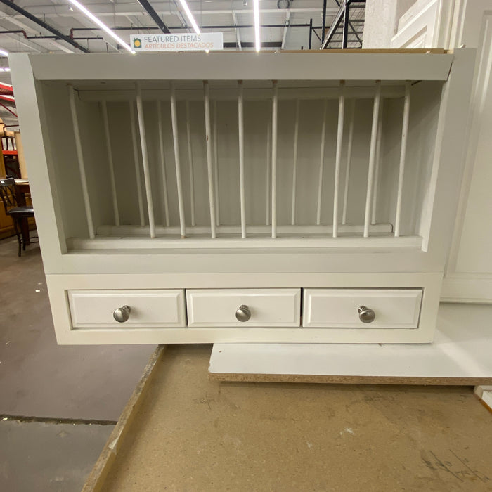 White Raised Paneled Cabinet Set w/Glass Paneled Island