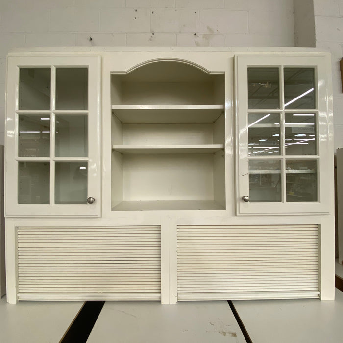 White Raised Paneled Cabinet Set w/Glass Paneled Island