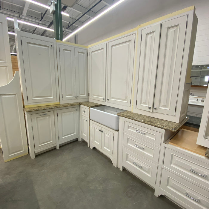 Custom Inset White Cabinet Set w/Large 2-Tiered Island