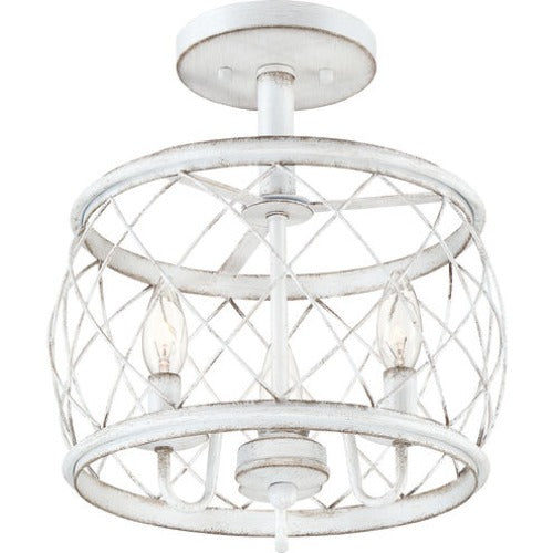 Quoizel Dury 3 Light 12 inch Antique White Semi-Flushmount Ceiling Light, Small (RDY1712AWH)