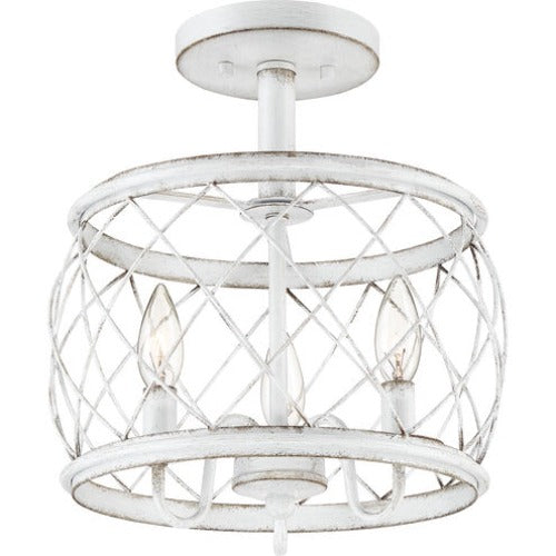 Quoizel Dury 3 Light 12 inch Antique White Semi-Flushmount Ceiling Light, Small (RDY1712AWH)