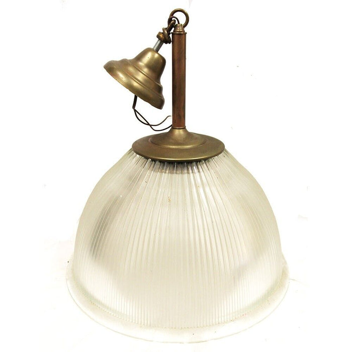 Brass Light Gallery Vintage Holphane Pendant w 8" Downrod Aged Brass