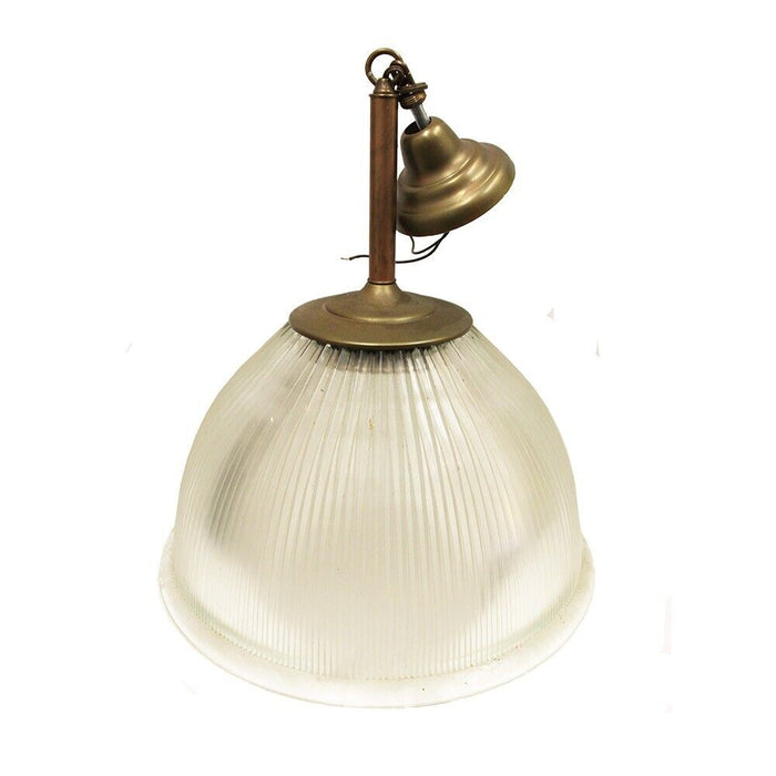 Brass Light Gallery Vintage Holphane Pendant w 8" Downrod Aged Brass