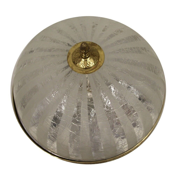 Striped Glass Flush Mount Ceiling Light Brass Base Vintage Style