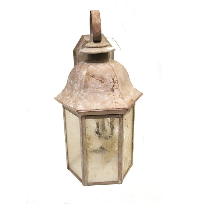 Antique Style Wall Mounted Outdoor Lantern Solid Copper 6 Pane Glass 2 Light