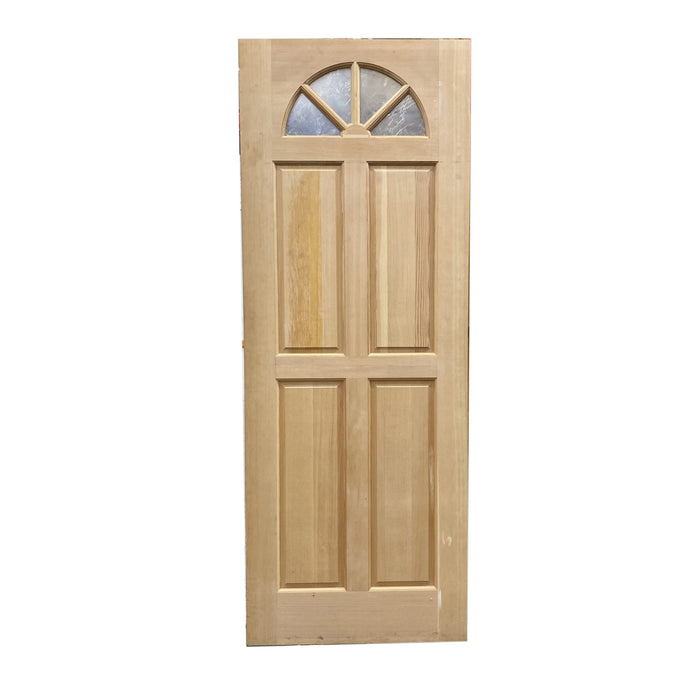 Rounded Quarter Light Raised Panel Wood Exterior Door