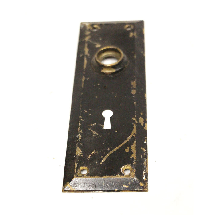 Antique Salvaged Brass Door Plate 7 x 2 1/4" Door Hardware Black