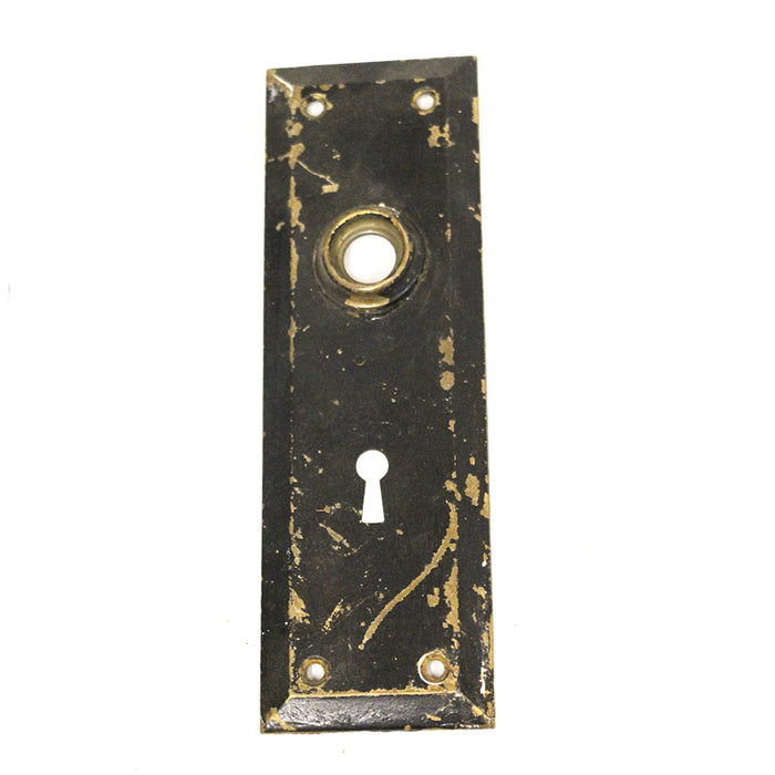 Antique Salvaged Brass Door Plate 7 x 2 1/4" Door Hardware Black