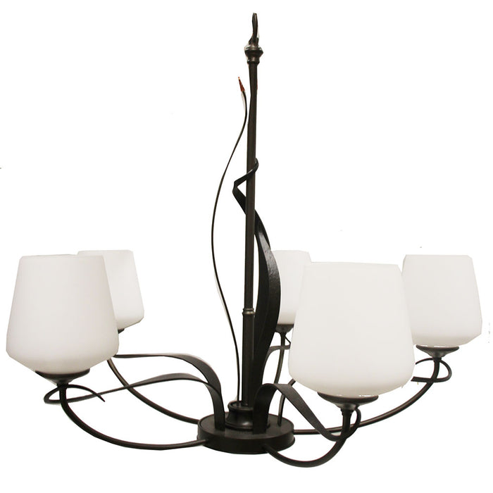 Hubbardton Forge Flora 5 Light 27" Wide Chandelier Black Metal White Frosted Glass