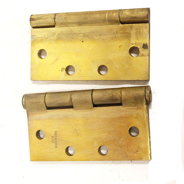PAIR 4" Stanley Solid Brass Hinges Butt End Door hardware