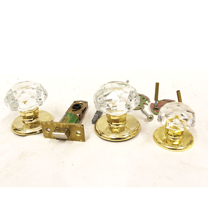 Crystal Brass Knob Set Gainsborough Hardware Rounded Cut Glass