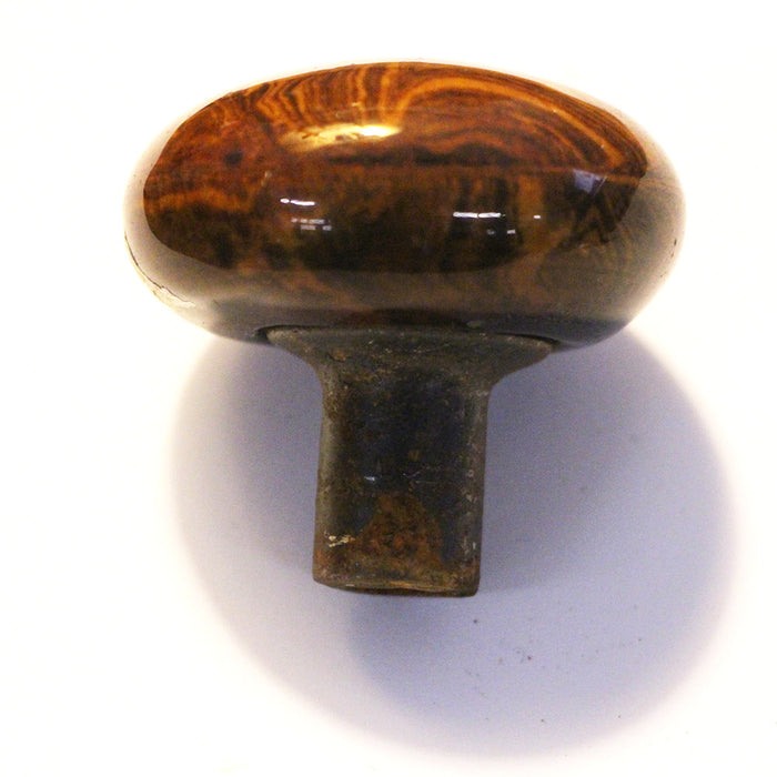 Single Antique Red Marbled Porcelain Fireclay Door Knob on shank