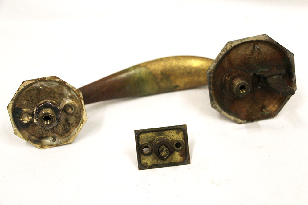 Antique Brass Door Lever Octagon Corbin Door Hardware w Thumb Latch