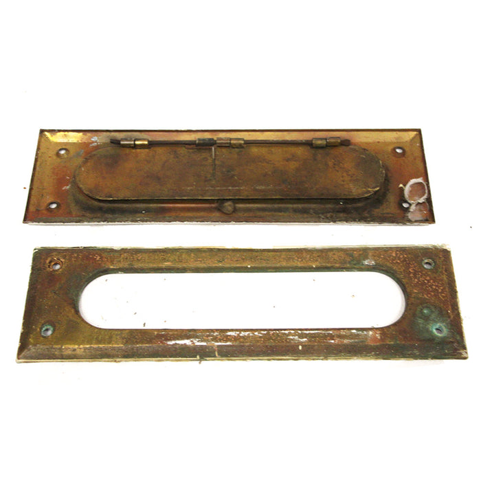 Antique Metal Mail Slot Rusted Door Hardware 10 x 3"